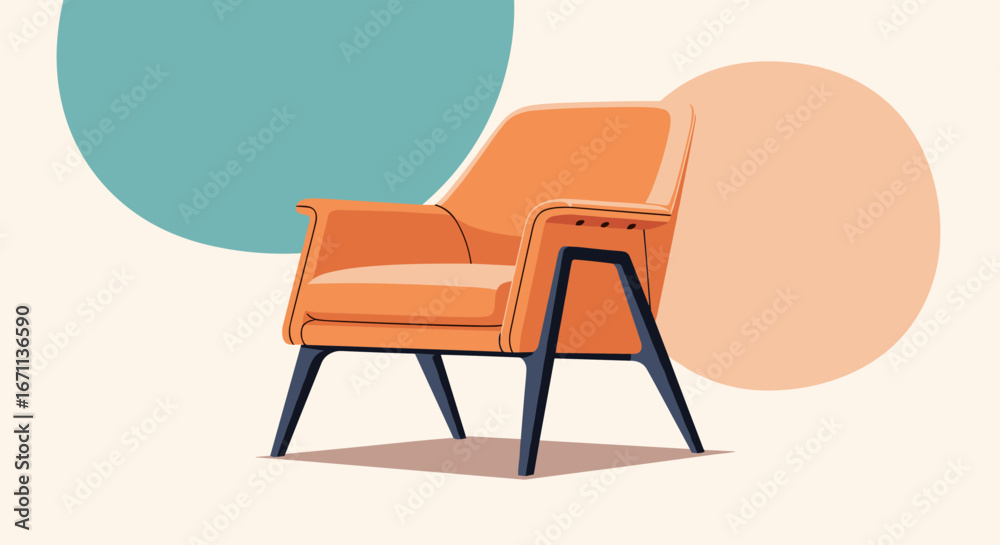 Fototapeta premium Modern orange armchair with minimalist design perfect for stylish interior decor and lifestyle