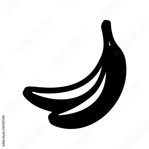 Simple black and white banana illustration on a plain background image