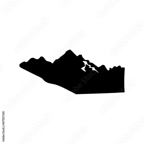 Silhouette of a mountainous terrain featuring an elevated landscape in black