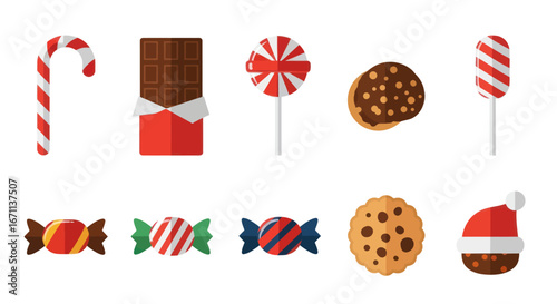 Whimsical assortment of confectionery delights showcasing sweets and treats vector graphics