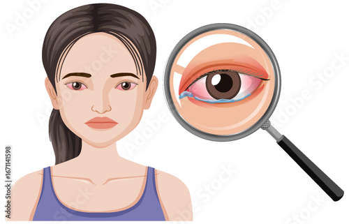 Woman with Red Eyes and Eye Irritation Close-Up