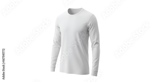 A plain white long-sleeved shirt isolated on a bright white background, ready for design.