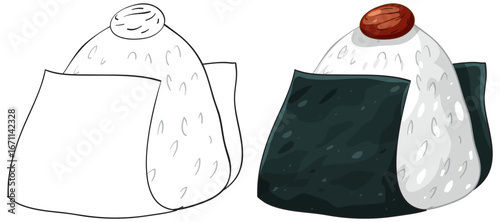 Japanese Onigiri Rice Ball with Seaweed and Umeboshi