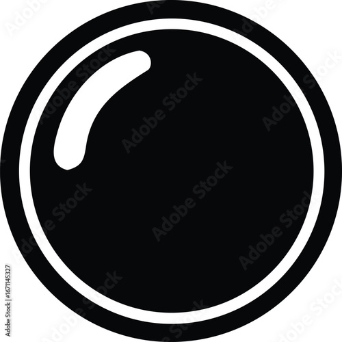 Glossy black orb icon represents smooth surface technology digital design element