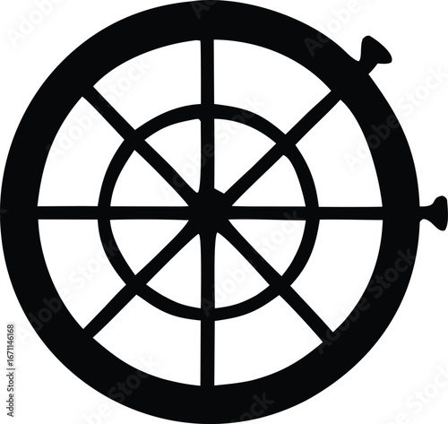 Classic nautical ship's wheel symbol with spokes and hub a timeless maritime icon for navigation and adventure
