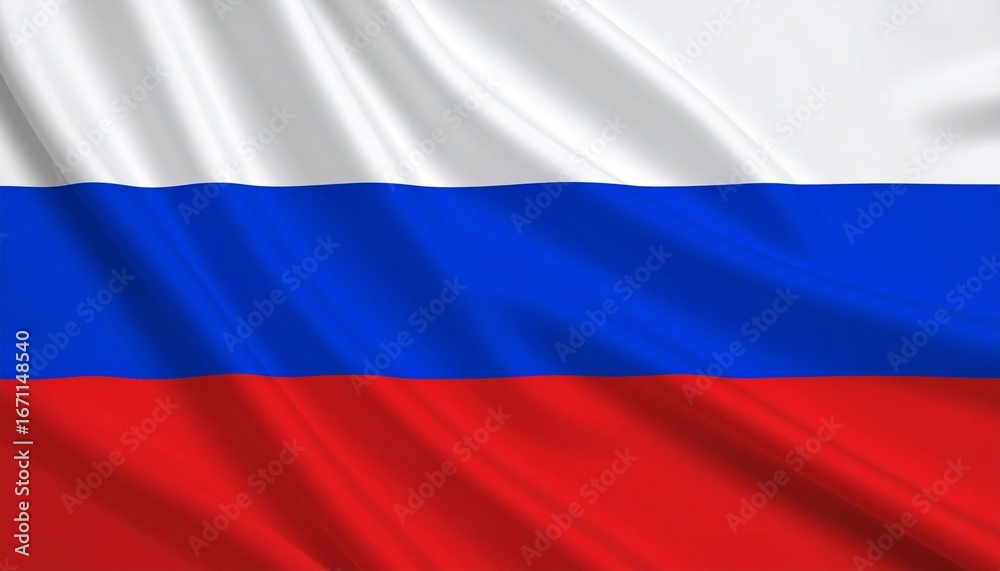 Naklejka premium National flag of Russia with three horizontal stripes—white, blue, and red—on flowing fabric with silky texture, symbolizing Russian identity and sovereignty.