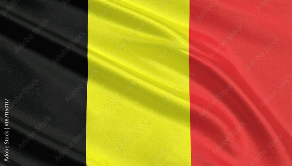 Fototapeta premium Belgian national flag with three vertical stripes—black, yellow, and red—symbolizing unity, heritage, and national identity.