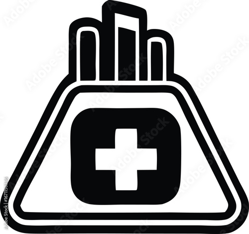 Emergency first aid kit icon symbol health medical emergency care preparedness supplies bag