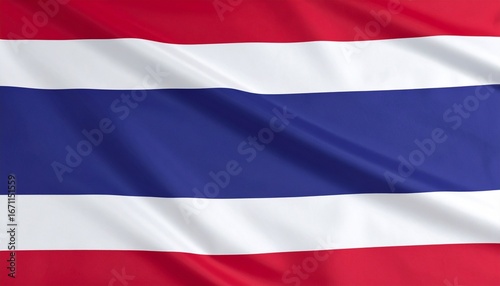 Thailand national flag with five horizontal stripes—red, white, blue (double width), white, and red—symbolizing nation, religion, and people. Free Download Thailand national flag with five horizontal stripes—red, white, blue (double width), white, and red—symbolizing nation, religion, and people. - GFXLoad