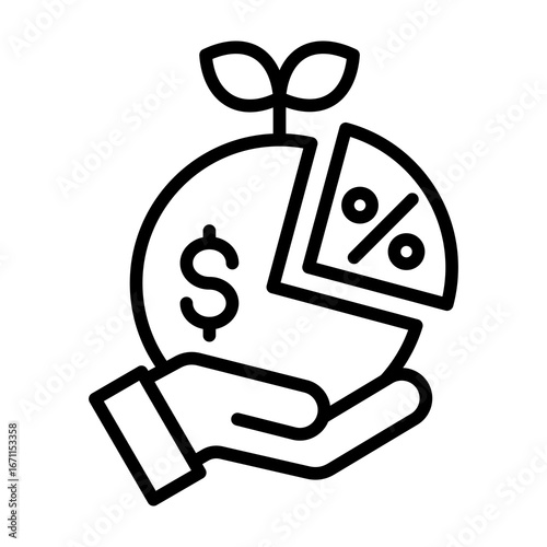 Dividend Icon Line Style Vector Illustration