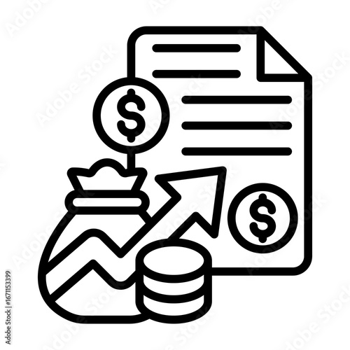 Revenue Stream Icon Line Style Vector Illustration