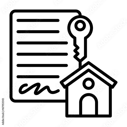 Rental Agreement Icon Line Style Vector Illustration