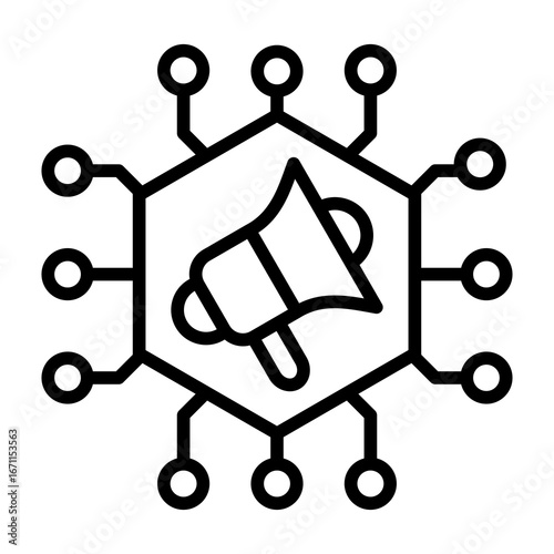 Ad Network Icon Line Style Vector Illustration