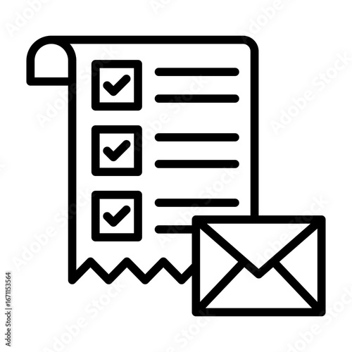 Email List Icon Line Style Vector Illustration