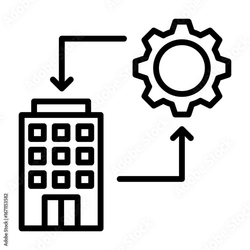 Property Management Icon Line Style Vector Illustration