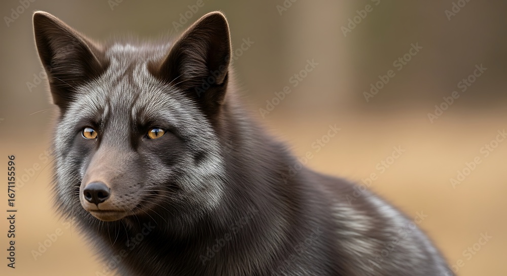 Fototapeta premium Majestic Silver Fox Portrait in Natural Habitat.