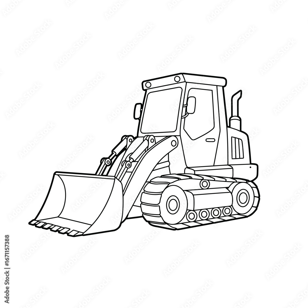 Naklejka premium Outlined Illustration of a Construction Front-End Loader