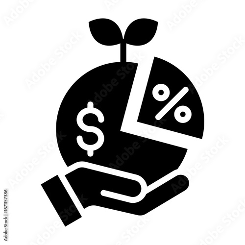 Dividend Icon Glyph Style Vector Illustration