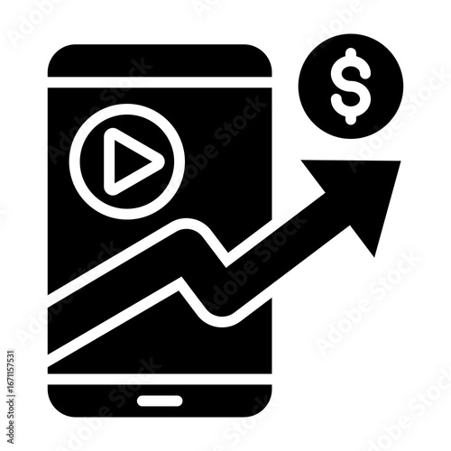 Monetization Icon Glyph Style Vector Illustration
