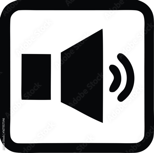 Classic speaker icon represents sound volume control user interface element symbolizing audio output loudness and multimedia settings