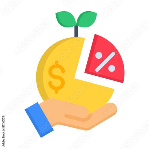 Dividend Icon Flat Style Vector Illustration