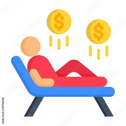 Passive Income Icon Flat Style Vector Illustration