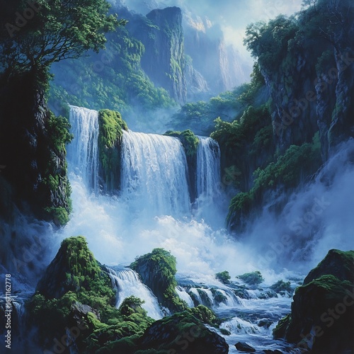 waterfall in the mountains