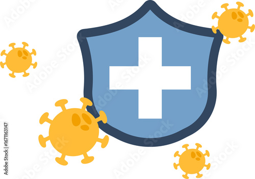 Immune system concept, Medical shield surrounded