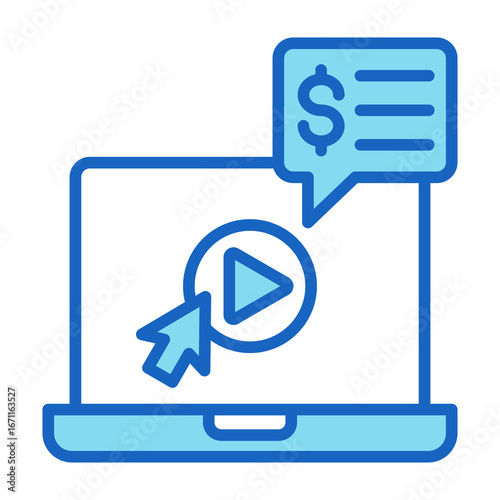 Free Download Online Course Icon Blue Color Style Vector Illustration - GFXLoad