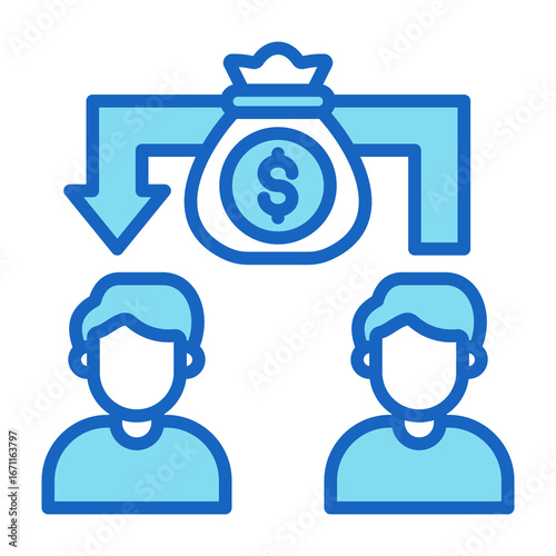 Peer To Peer Lending Icon Blue Color Style Vector Illustration