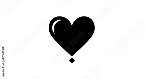 Modern minimalist black heart shape design symbolizing love and affection abstract graphic element for digital and print applications