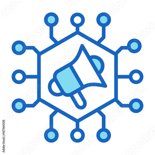 Ad Network Icon Blue Color Style Vector Illustration