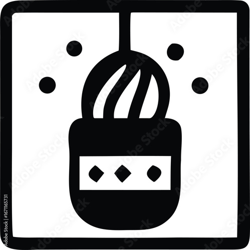 Whimsical hanging potted plant icon a cute decorative element for digital designs and print projects