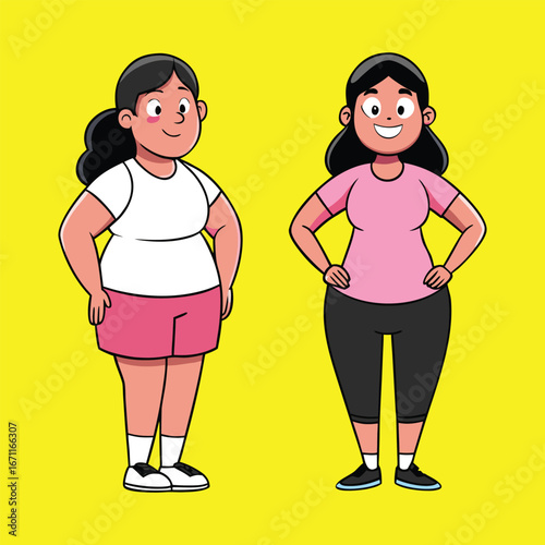woman before and after weight loss transformation concept