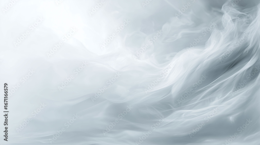 Obraz premium Subtle white vapor or fog drifting across a seamless white background, airy and ethereal effect, smooth gradients