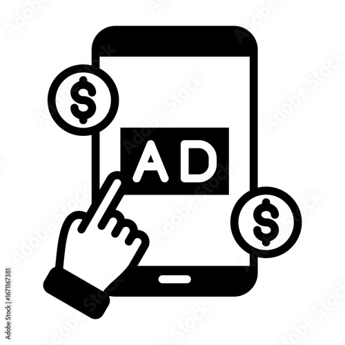 Ad Revenue Icon Mixed Style Vector Illustration