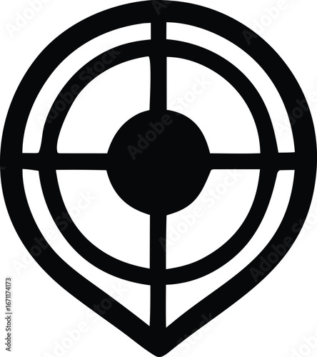 Target icon symbol with crosshairs and center dot for aiming precision and focus