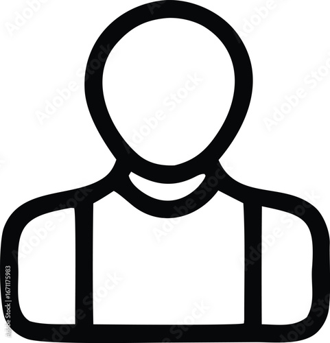 Simple line art human profile icon representing user identity personal account profile picture silhouette head and shoulders simple graphic element