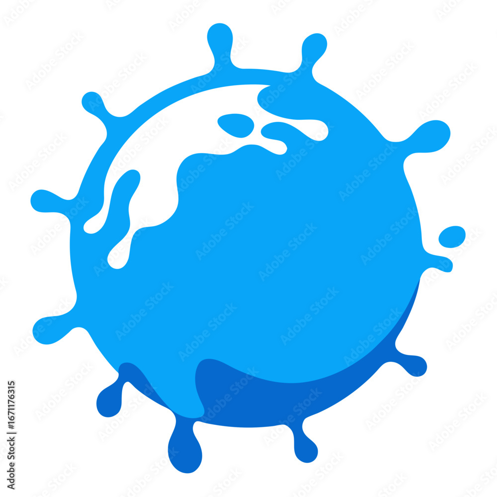 Fototapeta premium Abstract blue liquid splash with droplets and waves on a white background
