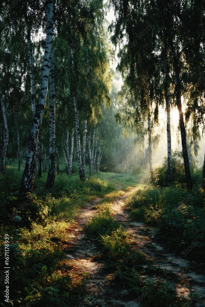 Obraz premium Sunlit forest path