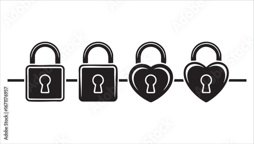 minimalist black padlock icon isolated on white background