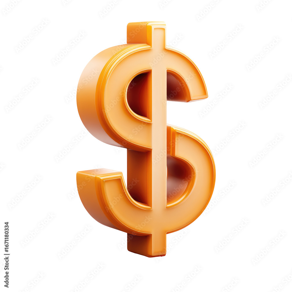 Obraz premium 3D rendered orange dollar sign (1)