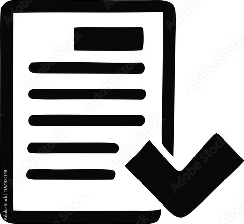 Icon representing a document with a checkmark signifying completion or approval a clear visual cue for task management and workflow processes.