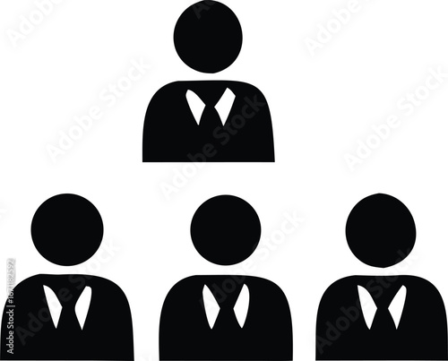 Team hierarchy chart icon symbolizing management structure and corporate organization for business presentations