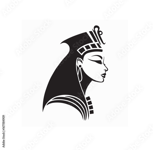 Elegant Egyptian Queen Cleopatra Logo vector isolated on white background