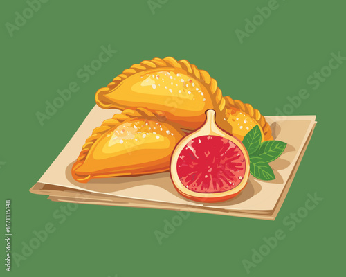 Freshly Baked Empanada with Guava Filling, a Delicious Latin American Sweet or Savory Pastry - Vector Illustration