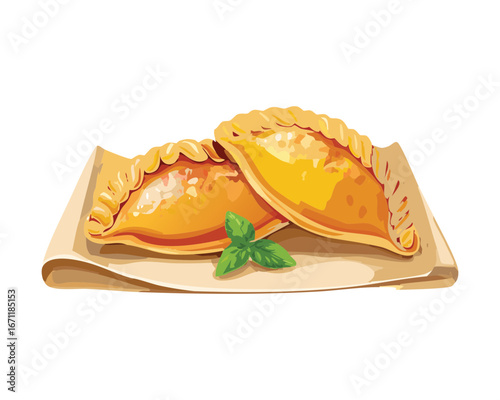 Freshly Baked Guava and Cheese Empanadas, a Savory and Sweet Latin American Pastry - Vector Illustratio