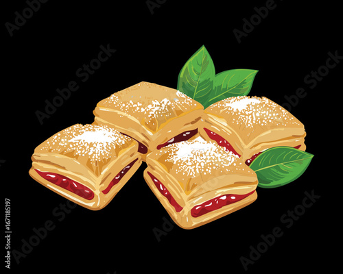A Delicious Piece of Traditional Guava Pastry, a Popular Sweet and Flaky Baked Good - Vector Illustration