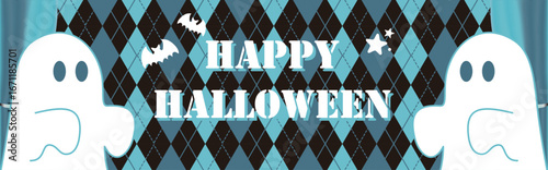 バナー　フレーム　ハロウィン　秋　10月　おばけ　ゴースト　かわいい　飾り　壁紙　背景　イラスト