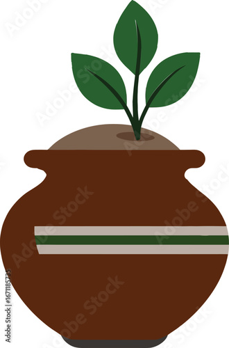 Terracotta pot with plant vector icon